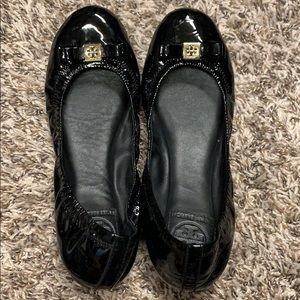 Tory Burch black patent leather ballet flats